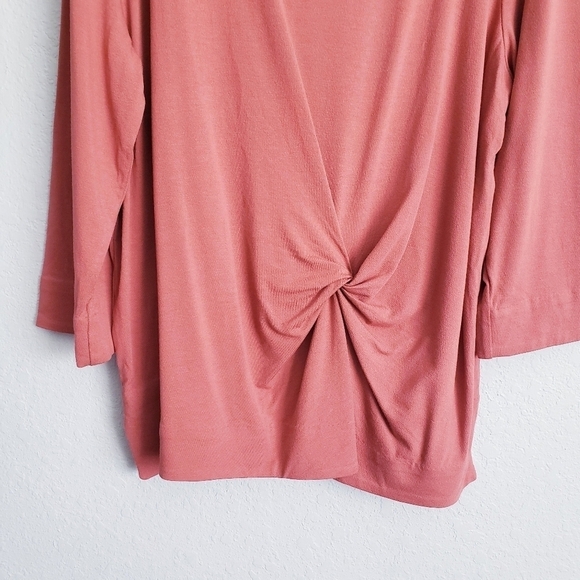 Ann Taylor Muted Rust Front Knot 3/4 Sleeve Blouse - Picture 2 of 6